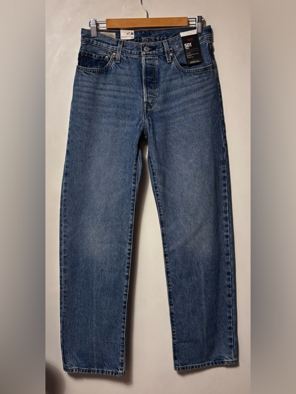 LEVI’S 501 ‘90s Mid Rise Blue 100% Cotton Denim Jeans Size 27 X 32 NEW NWT